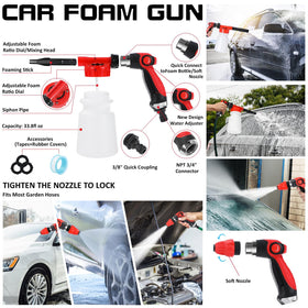 AUTODECO foam gun close-up with adjustable nozzle for efficient soap coverage