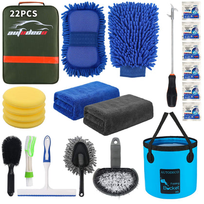 AUTODECO kit front view showing all 22 pieces for complete cleaning