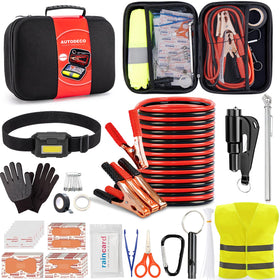 AUTODECO front view of compact car emergency kit showing compact design and portability