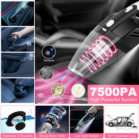 AUTODECO handheld vacuum close-up showing powerful suction and portability