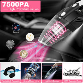 AUTODECO handheld vacuum close-up highlighting powerful suction and cord for deep cleaning