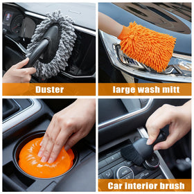 AUTODECO full kit laid out benefit: complete tools for interior and exterior detailing