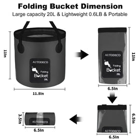 AUTODECO open bucket filled with water demonstrating stable 20L capacity