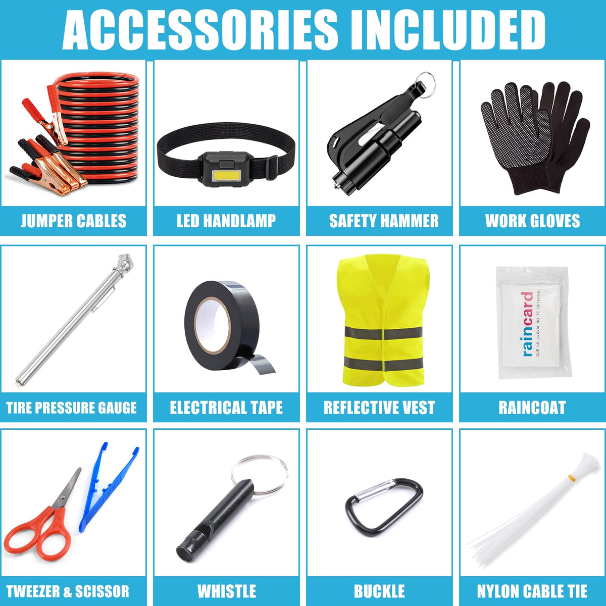 AUTODECO open organizer bag displaying neatly arranged roadside essentials for quick access