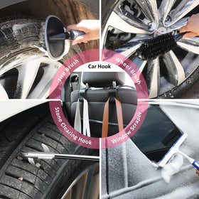 AUTODECO snow shovel and tire brush removing ice and grime without scratches