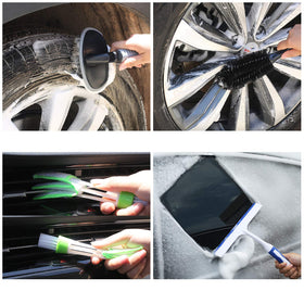 AUTODECO wheel and tire brushes ready to remove brake dust and grime