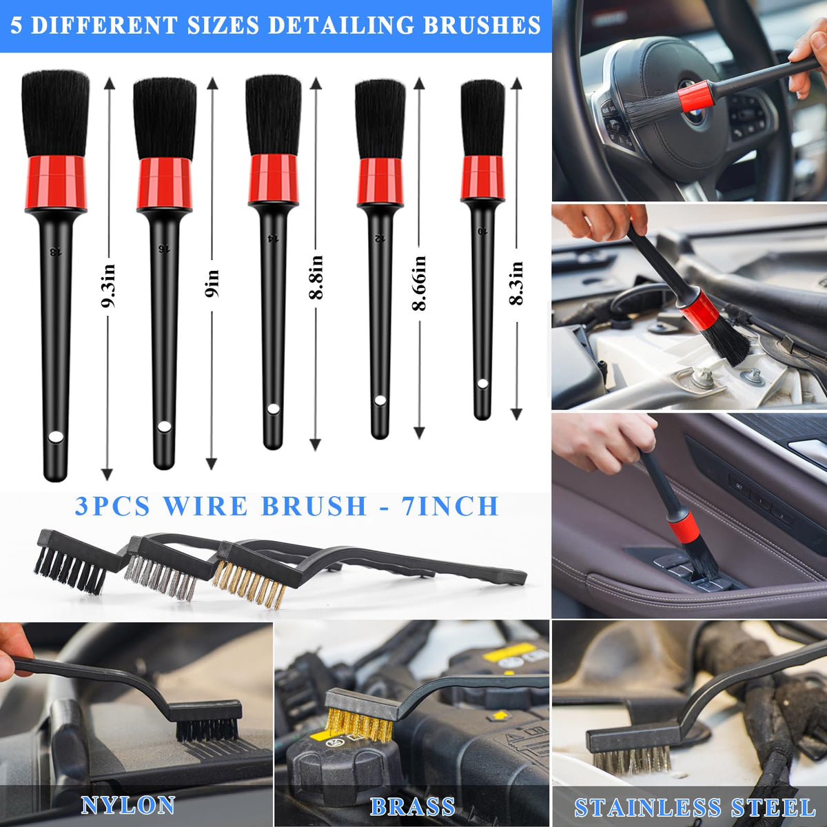 AUTODECO tire and hub brushes tackling wheel grime without scratching