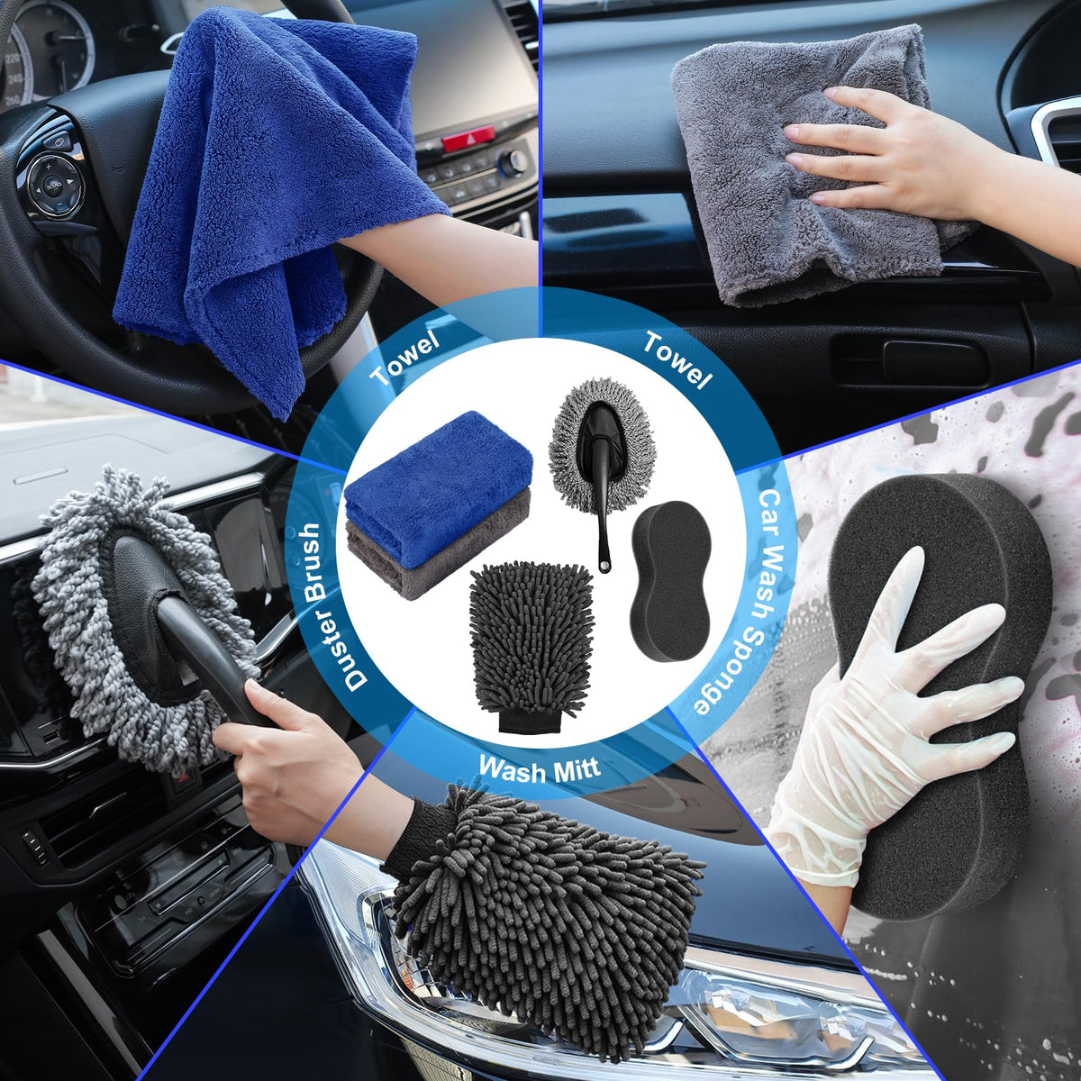 AUTODECO swivel window squeegee wiping glass for streak-free visibility