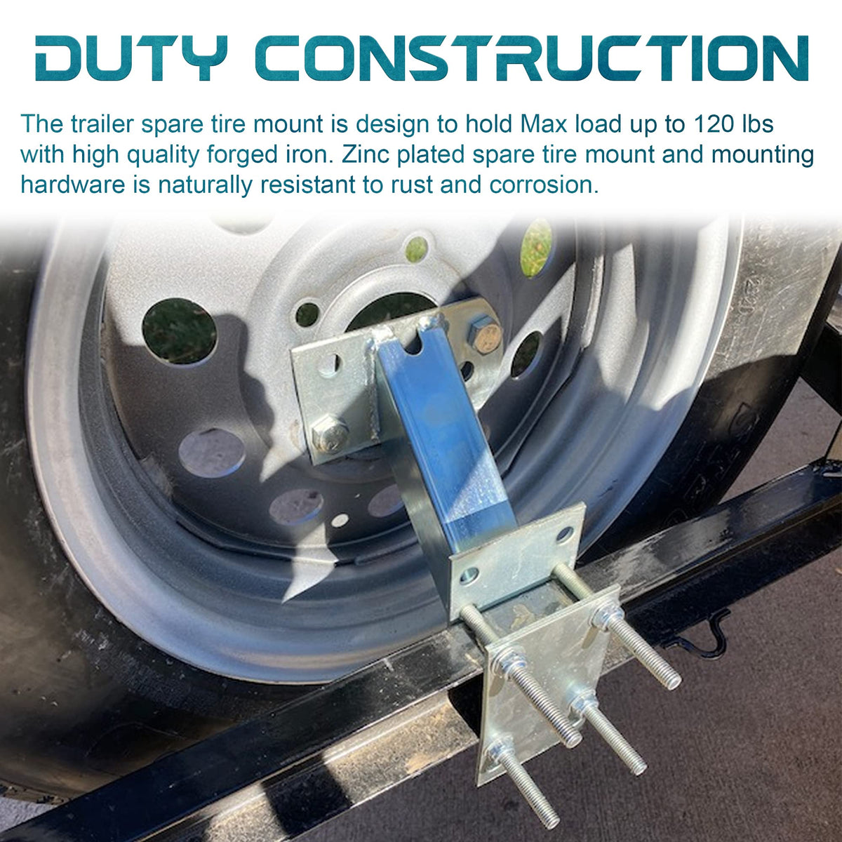 AUTODUNK installed under trailer showing spare elevated for obstacle clearance
