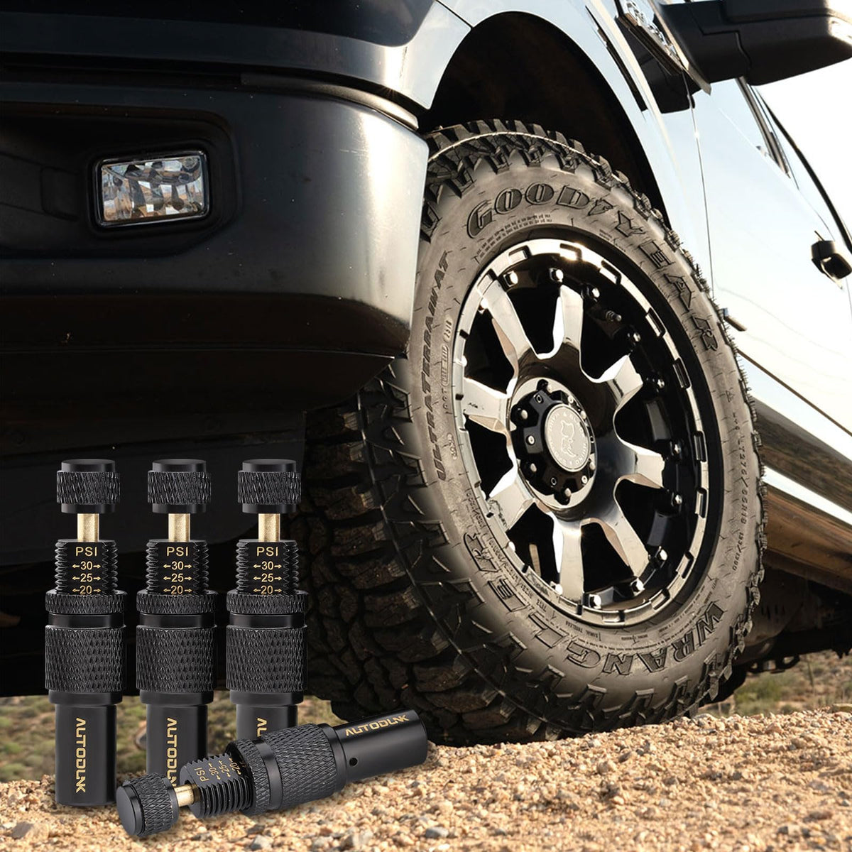 AUTODUNK valve thread detail demonstrating secure fit and reliable seal on stems
