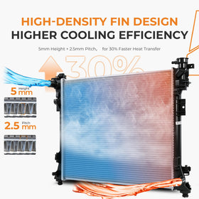 Autoexact aluminum core closeup highlighting fins for faster heat transfer