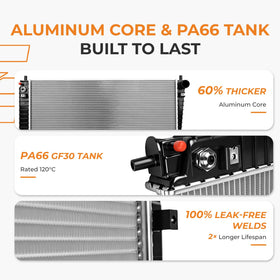 autoexact radiator aligned with fan shroud showing OEM fit and simpler installation
