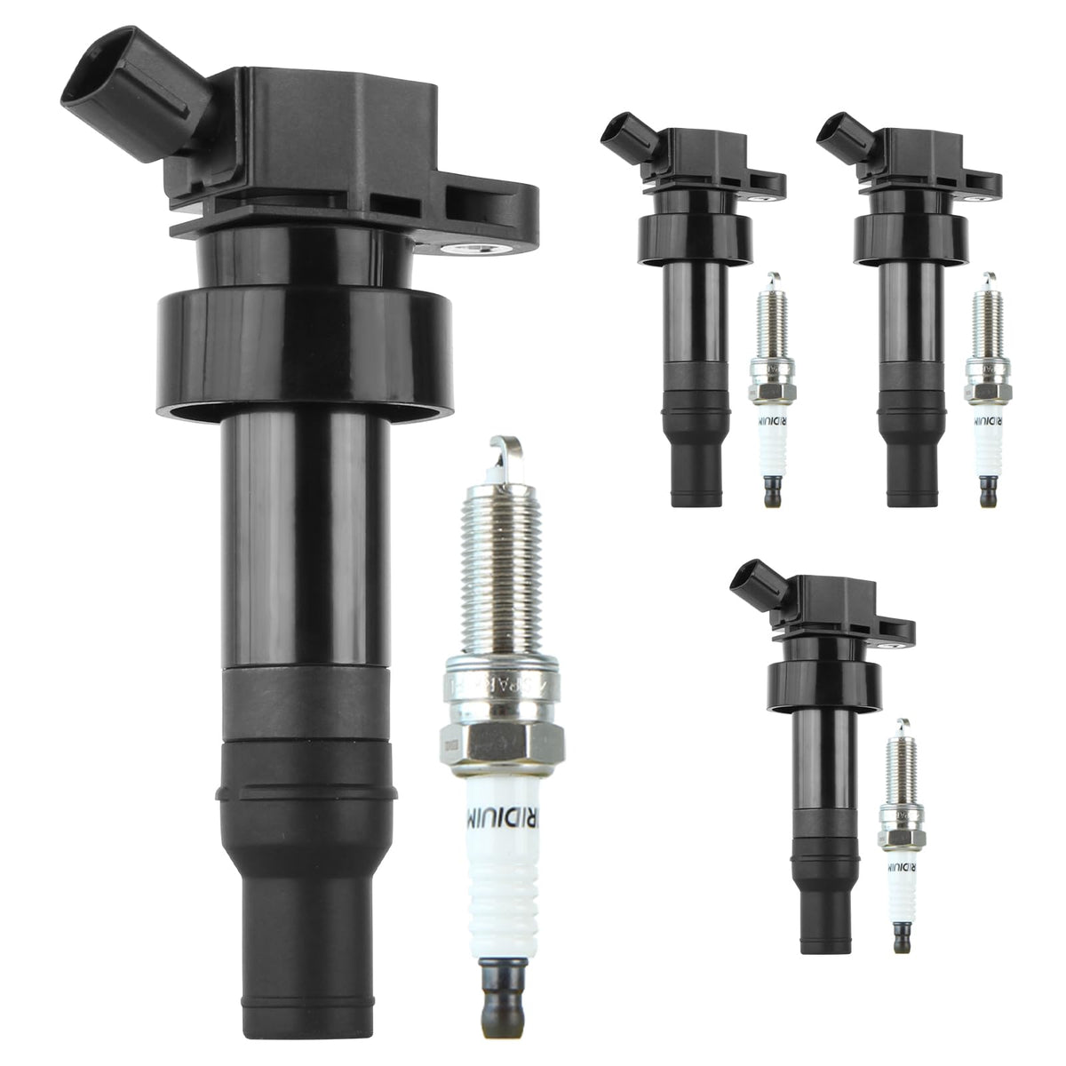 autoexact front packaging showing full coil and spark plug kit, ready to install