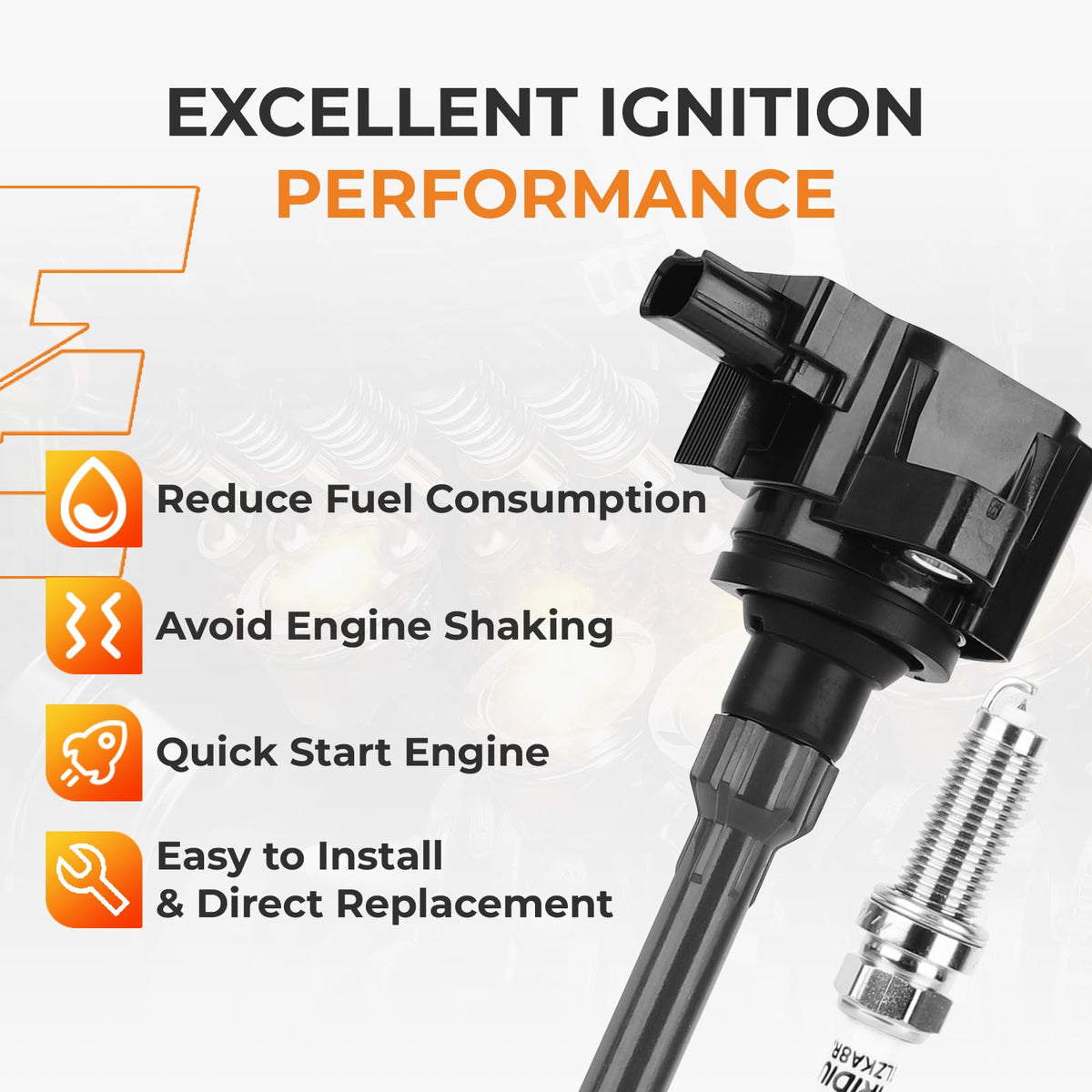 autoexact iridium spark plug close-up fine-wire tip for consistent combustion