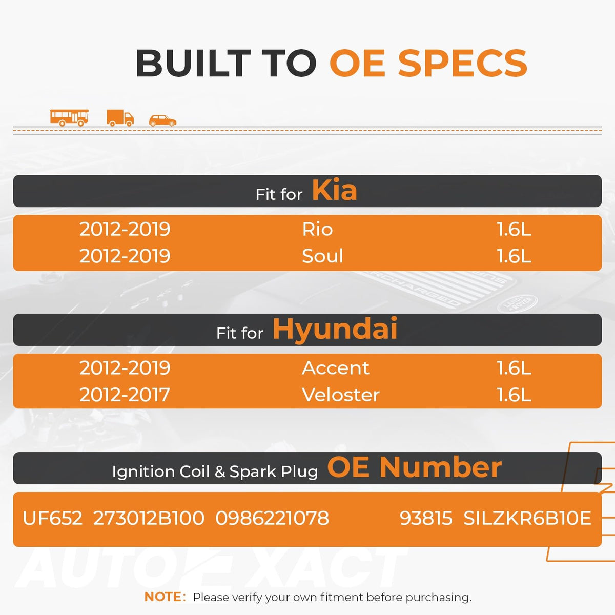 autoexact product label and part numbers displaying OE references for fitment