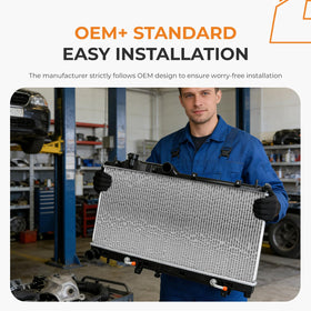 autoexact radiator pictured in vehicle on highway, conveys reliable performance