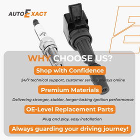 autoexact laid out pack contents showing four coils and four plugs for full set replacement