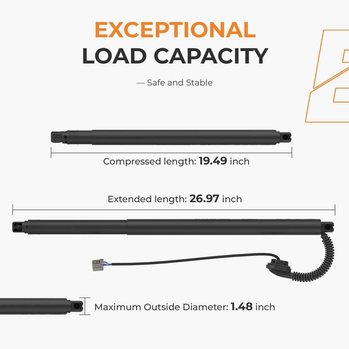 autoexact strut beside ruler illustrating accurate OEM-fit sizing and scale
