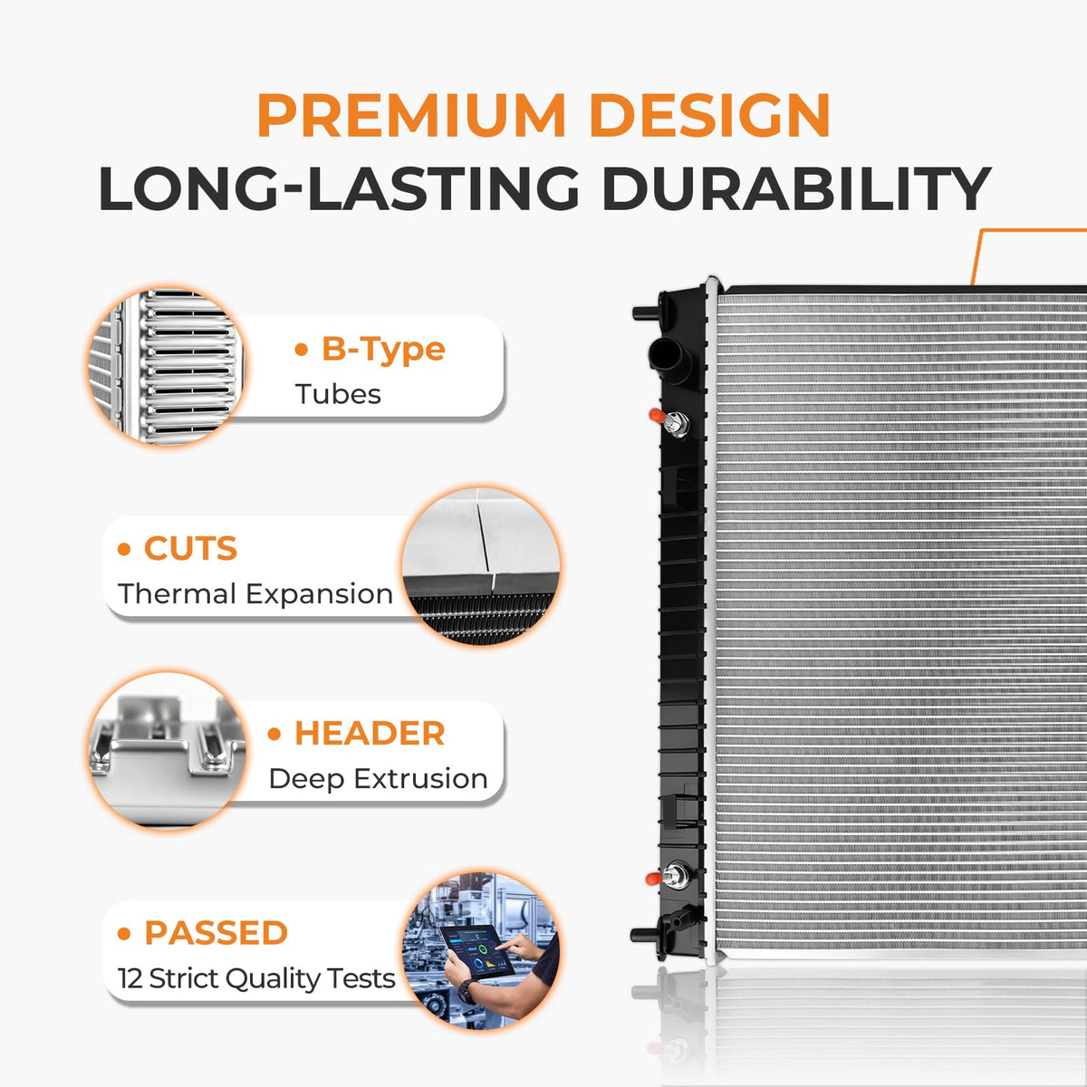 autoexact radiator beside ruler showing dimensions for confident fit verification