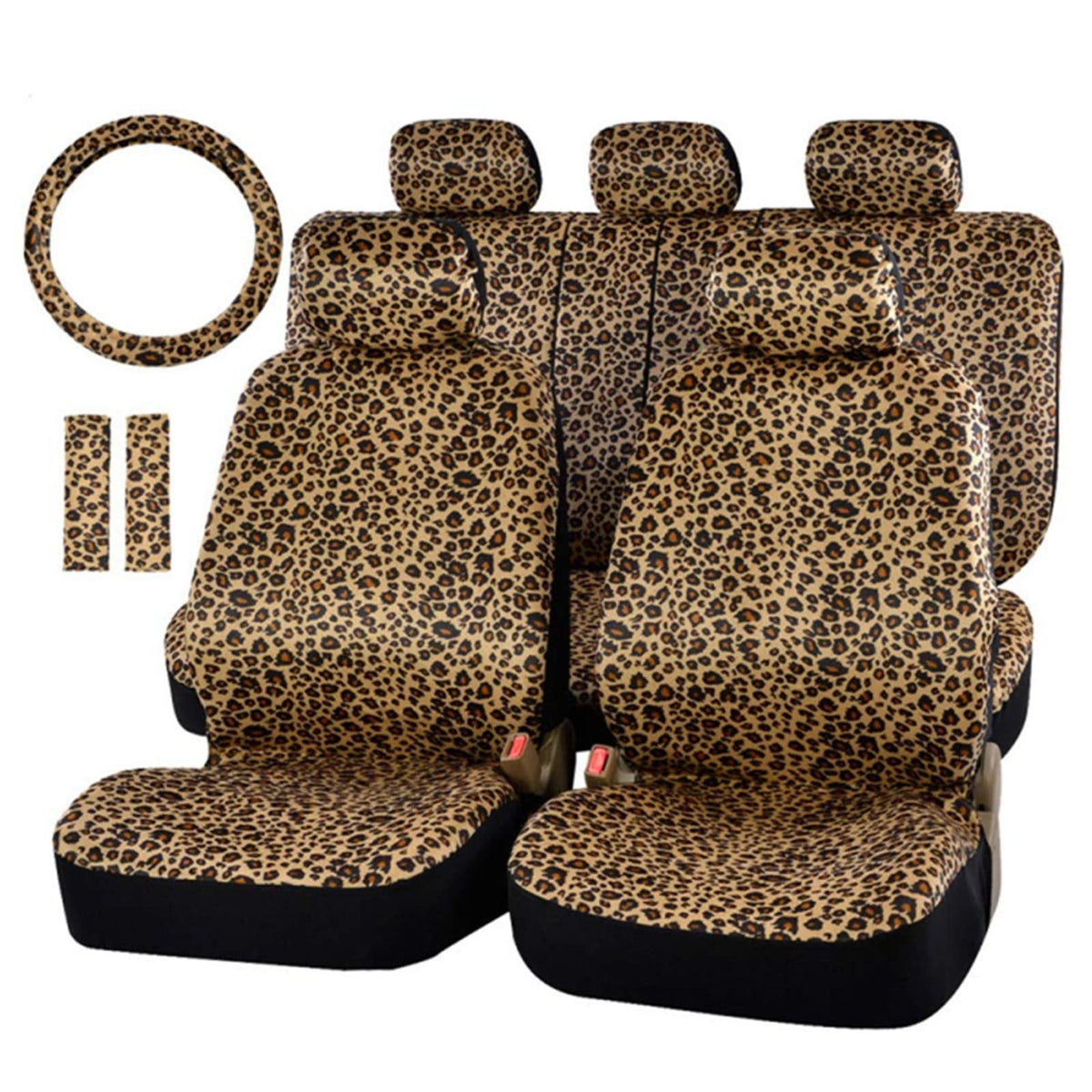 AUTOFAN front seats full view showing leopard print and protection