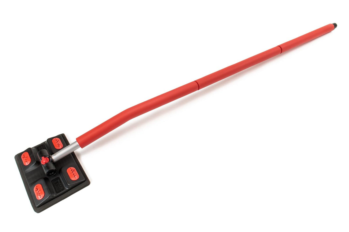 Autofiber disassembled three-piece pole showing compact storage convenience