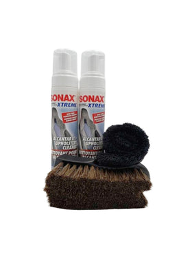 Autogeek SONAX bundle front view showing bottles and tools, highlighting complete kit benefit