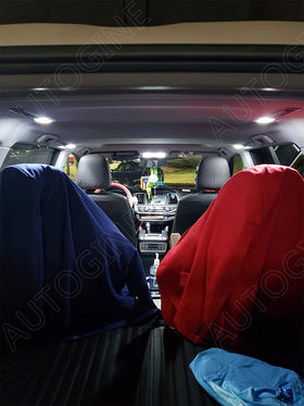 AUTOGINE interior lit inside a Highlander at night demonstrating brighter cabin light