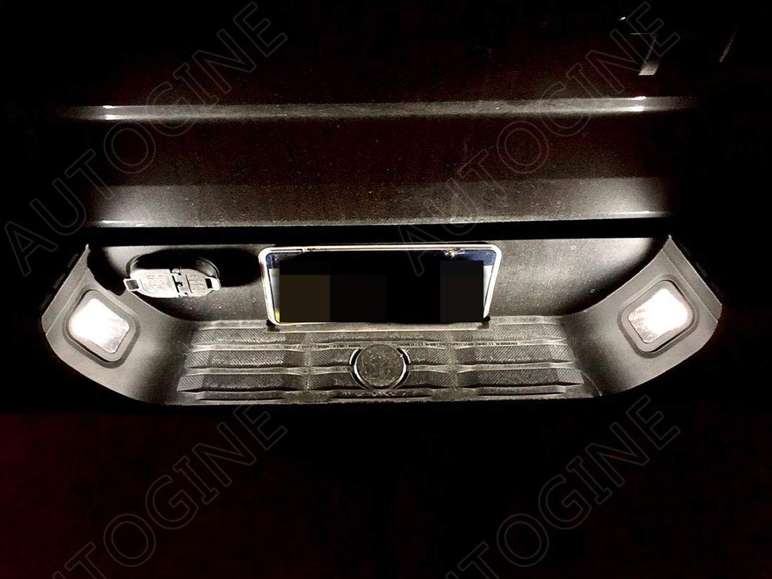 AUTOGINE license plate light installed showing brighter rear visibility and clarity