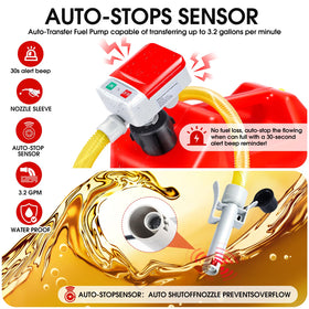 AUTOJDM close-up of nozzle auto-stop sensor preventing overfill and spills