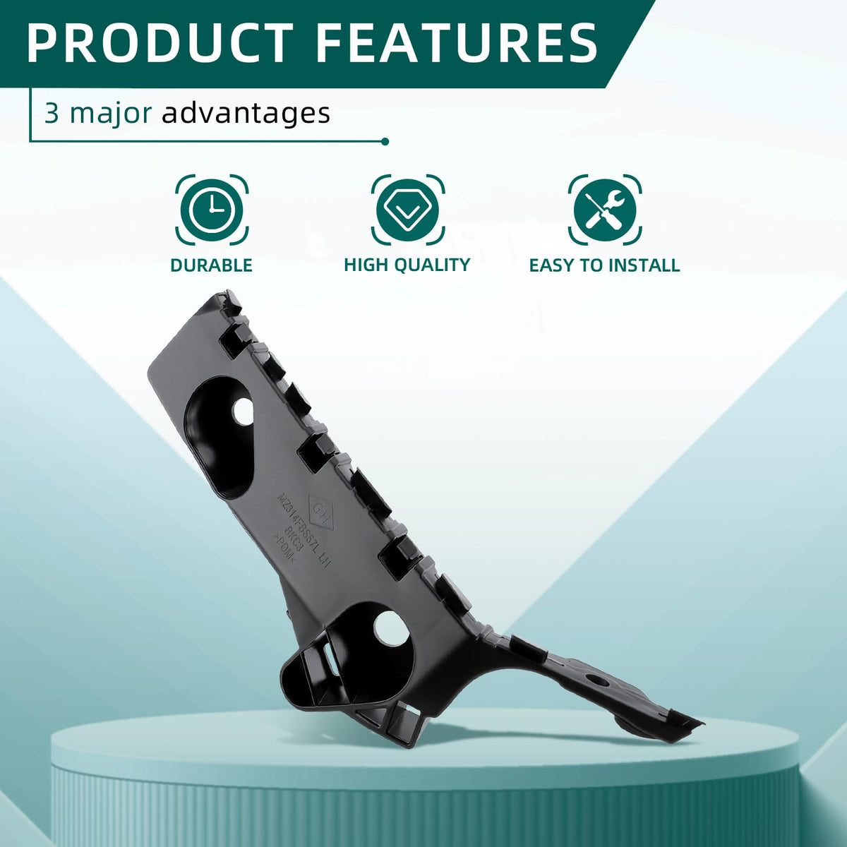 AUTOKAY driver-side retainer close-up highlighting secure mount benefit