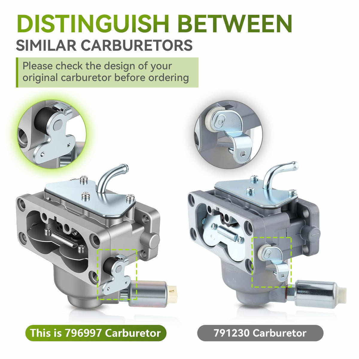 AUTOKAY carburetor installed on John Deere tractor demonstrating direct-fit replacement