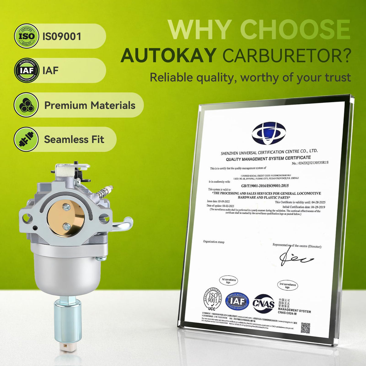 AUTOKAY carburetor on riding mower illustrating restored starting reliability