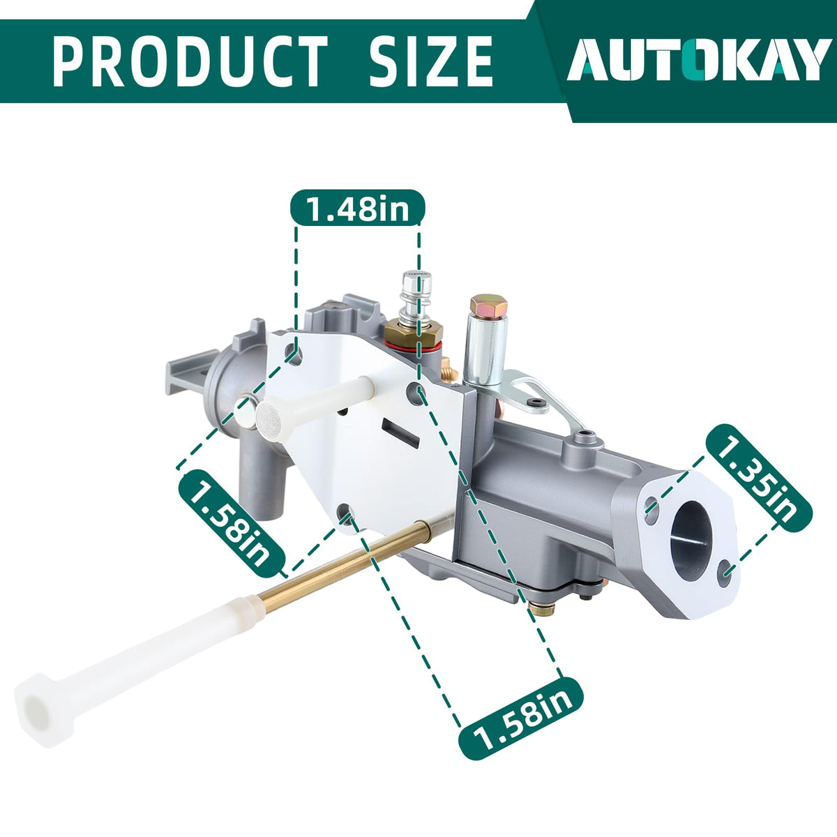 AUTOKAY carburetor mounted on a small engine showing correct orientation