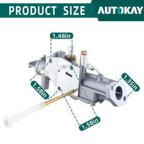 AUTOKAY carburetor mounted on a small engine showing correct orientation