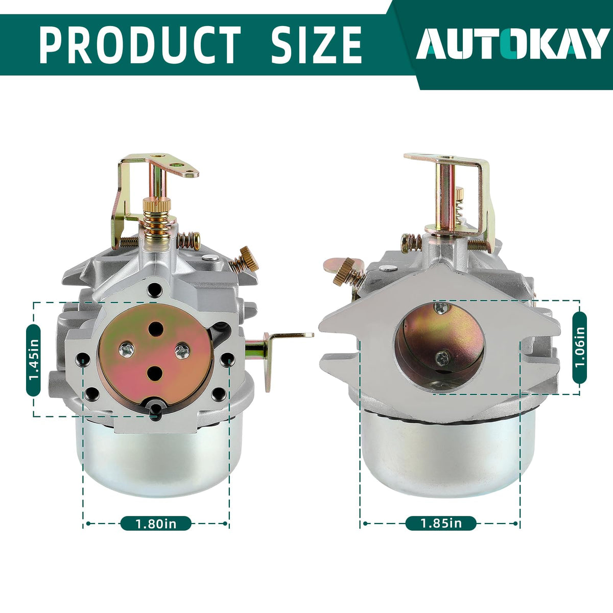 AUTOKAY carburetor mounting flange and bolt pattern, helps confirm correct engine fit
