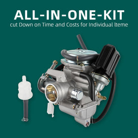 AUTOKAY carburetor beside ruler showing scale to confirm sizing before purchase