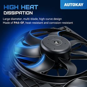 AUTOKAY close-up of fan blades highlighting balanced design for improved airflow