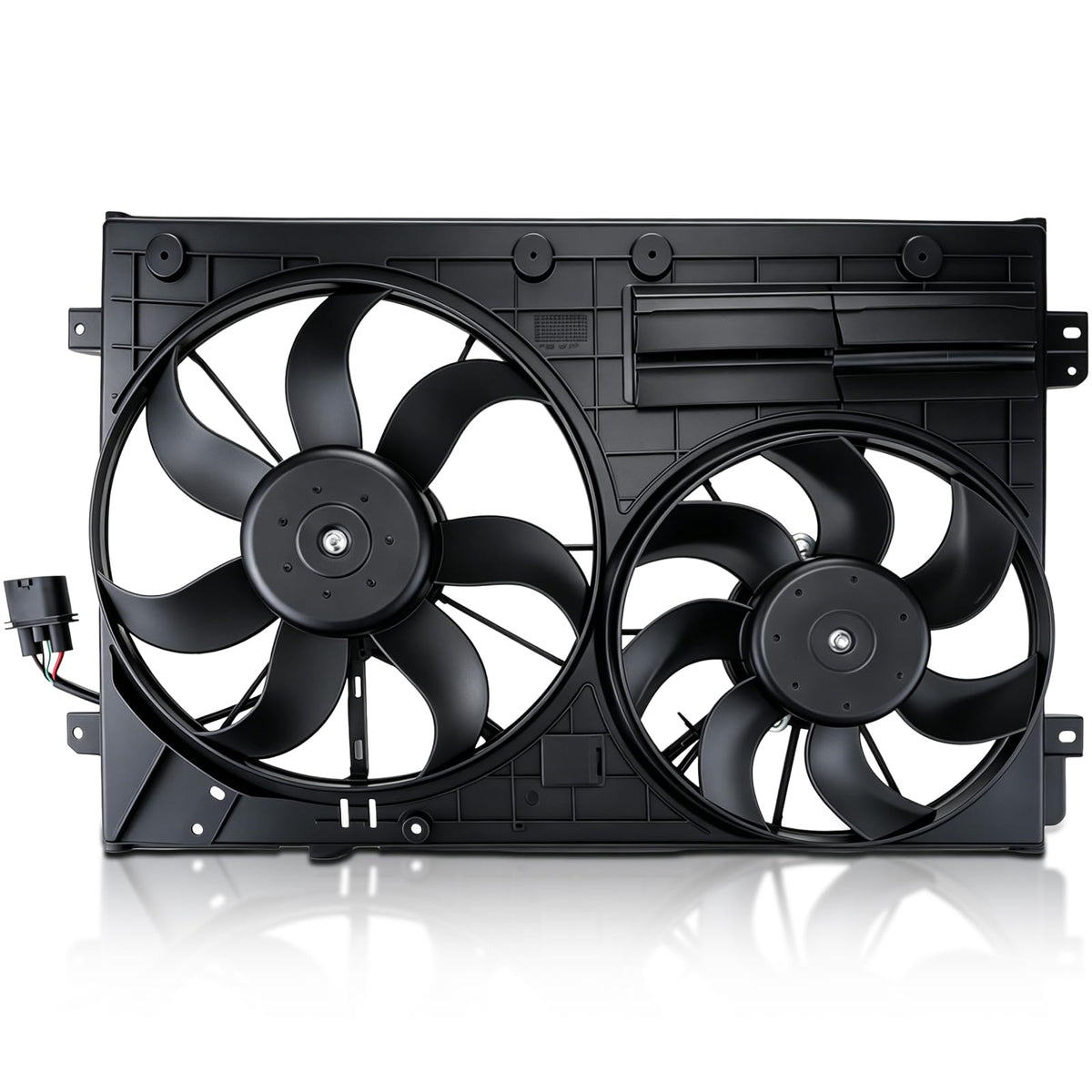 AUTOKAY front fan assembly showing mounting points and benefit of direct-fit replacement