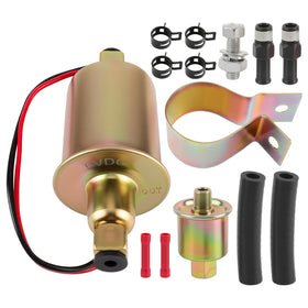 AUTOKAY front view of 6V inline fuel pump showing compact housing and mounting points, reliable fit