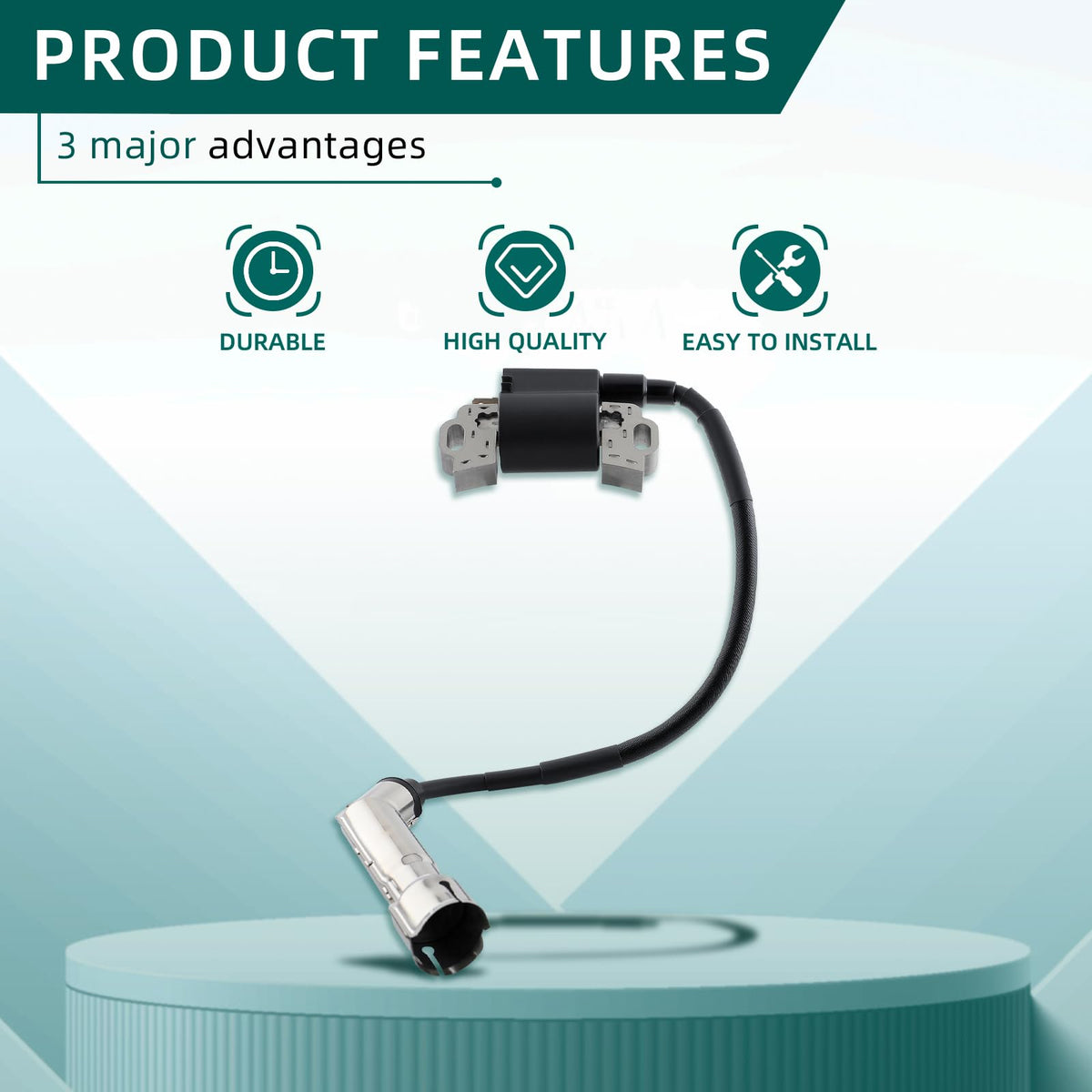 AUTOKAY ignition coil installed on engine demonstrating direct-fit replacement benefit