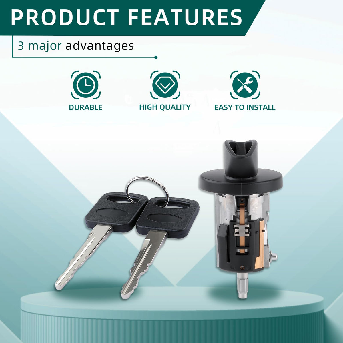 AUTOKAY package contents with cylinder and keys showing what you receive