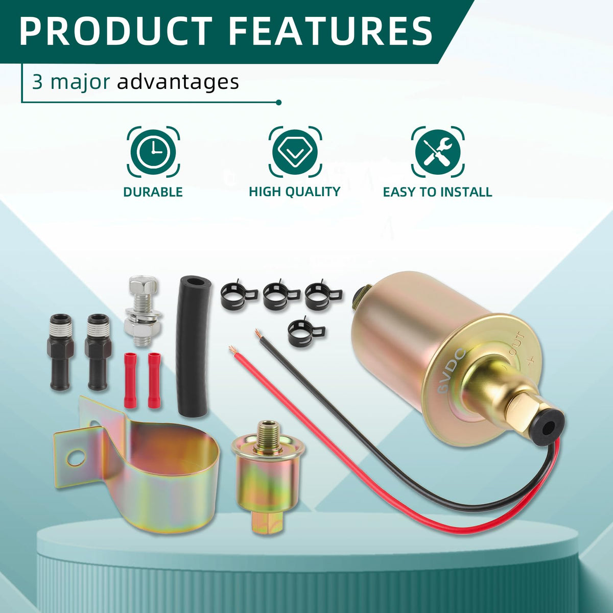AUTOKAY label and specs plate on pump, clear product identification and correct voltage confirmation