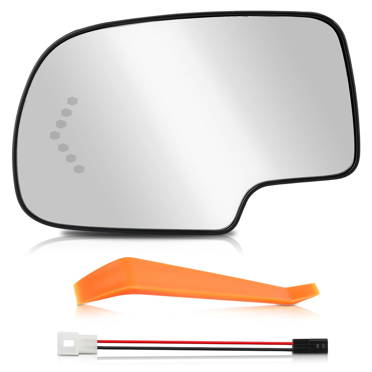 AUTOKAY left mirror front view showing clear reflective surface and improved visibility