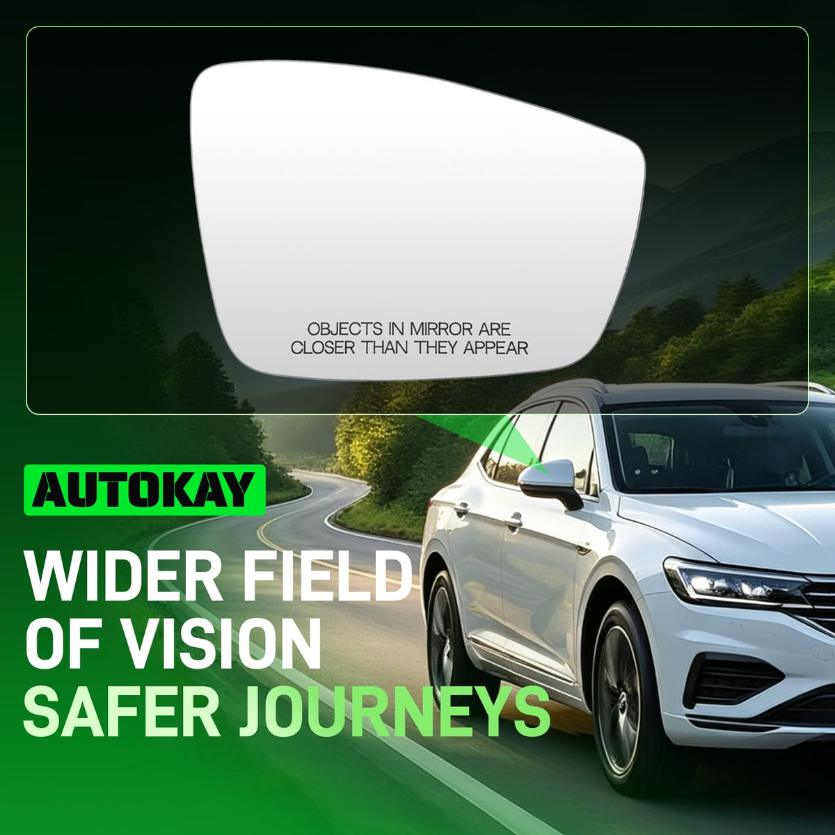 AUTOKAY lifestyle weather use showing clear mirror in rainy or frosty conditions