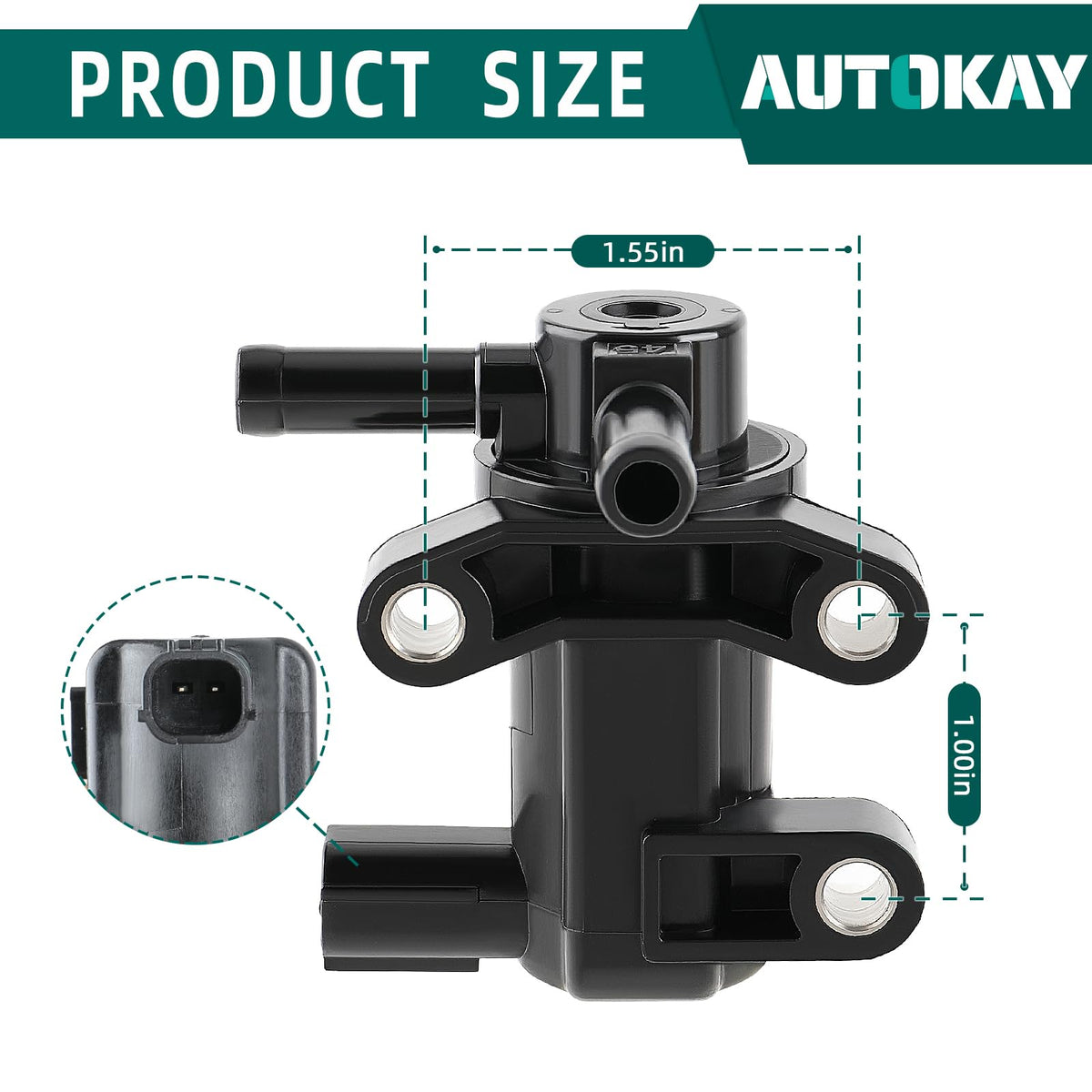 AUTOKAY purge valve next to ruler showing compact size for accurate fit benefit