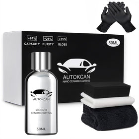 Autokcan bottle and box front view showing kit and professional presentation benefit