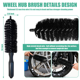 Autokcan rim brush close-up reaching spokes for thorough cleaning
