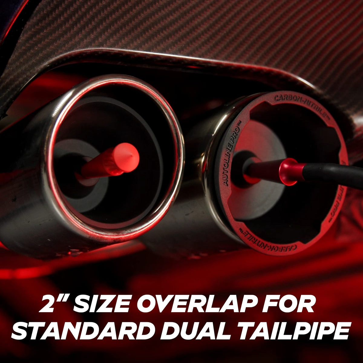 AutoLine Pro fitted to dual tailpipe demonstrating exhaust testing