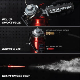 AutoLine Pro smoke fluid bottle and label included for safe OEM-approved testing