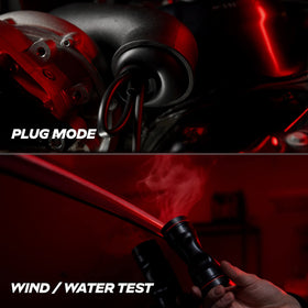 AutoLine Pro hand pump and hose detail for controlled smoke inflation
